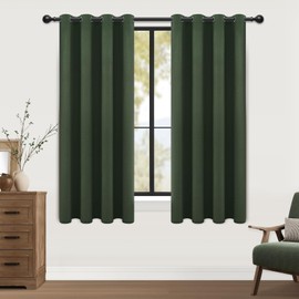 MRTREES 100% Blackout Curtains with Linen Look, Thermal Eyelet Window Curtains for Bedroom, 2 Panels Window Treatment 46x54 Inch 117x137 CM, Olive Green