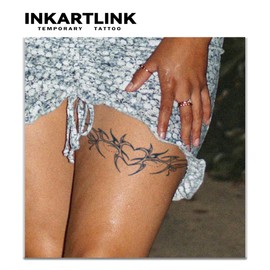 INKARTLINK Jagua Tattoos Set of 2 2 Weeks Long Lasting Waterproof Tattoo Stickers for Men Women Trendy Women Semi Permanent Disappearing Tattoos Wrist Arm Hand Back Leg Abdomen Clavicle Pattern