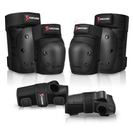 Forzueby - Rodilleras para adultos y niños, coderas para muñecas 6 en 1, juego de equipo protector para patinaje en línea, patinaje, patineta, BMX, etc.