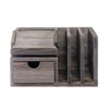 Liry Products Gray Rustic Wood Desk Organizer Storage Cabinet Mail