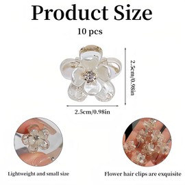 10 Stück Mini Diamant Haarspangen, Kleine Haarspangen Blumen Haarschmuck, Haarschmuck für Damen, Mädchen, Haarspange Blume, Brautschmuck, Haarschmuck für Hochzeit, Alltag, Party