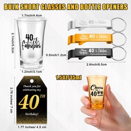 Domensi 50 Sets 40th Birthday Party Favors for Guests Bulk Include Cheers to 40 Short Glasses Beer Bottle Opener Keychains Thank You Cards with Gift Bags and Ropes for Birthday Party Gifts