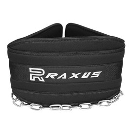 RAXUS Weight Lifting Belt with 2 Carabiners - Gym Belt, Powerlifting, Gym, Weightlifting, Dip Belt - Men and Women