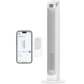 Dreo Smart Tower Fans that Blow Cold Air, Standing Fan for Bedroom, 90° Oscillating, 26ft/s Velocity Quiet Floor Fan with Remote, 8H Timer, Voice Control Bladeless Fans for Indoors, Works with Alexa
