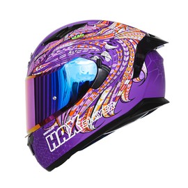 HAX Obsidian Full Face Dual Visor Adult Motorcycle Helmet for Motorbike Street Bike with Pinlock Ready DOT Approved SLAYER PURPLE XL