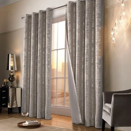 always4u Soft Velvet Curtains 95 Inch Length Luxury Bedroom Curtains Gold Foil Print Window Treatments for Living Room 1 Panel Champagne