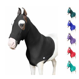 Majestic Ally Stretch Lycra Horse Hood with Zipper (Large, Black)