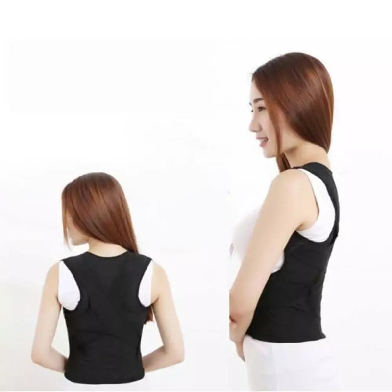 허리교정 찍찍이 여자보정밴드 굽은등어깨 바른자세 벨트 [블랙 S] Waist Correction