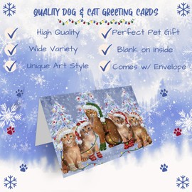Doggie of the Day Christmas Light Abyssinian Cat Note Cards - Adorable Pets Invitation Cards with Envelopes - Pet Artwork Christmas Note Cards (1 Note Card)