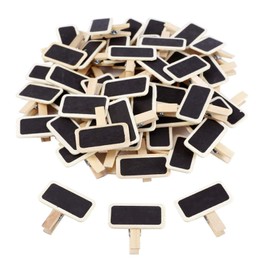 Pack of 50 Wooden Mini Chalkboard Signs, Mini Blackboard with Clip Rectangle, Mini Wooden Chalkboards, Suitable for Weddings, Events, Offices, Kitchens, Name Tags