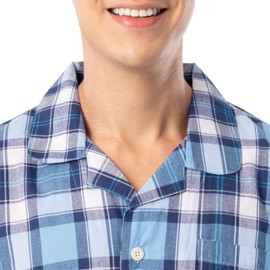 IZOD Men's Extra Soft Woven Pajama Sleep Set, Blue Plaid