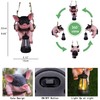 Hanging Pig Garden Lantern, Solar Pig Sculpture Outdoor Resin Garden