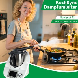KochSync Steam Diverter for Thermomix TM6 TM5 TM31 - Black | Extendable & Dishwasher Safe | With Snap Lock & 360° Rotation Function | Protection for Kitchen Cabinets | Steam Diverter