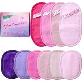 BS-MALL Paños desmaquillantes suaves (paquete de 10): paños desmaquillantes reutilizables para la limpieza facial diaria, tamaño de viaje, toallas y discos exfoliantes multifuncionales de secado rápid