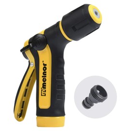 Melnor 65119-AMZ 2-Pattern Vortex Garden Hose Sprayer Nozzle, QuickConnect Product Adapter, Black, Yellow, Slip Resistant Water Hose Nozzle for Car Washing, Patio, Pet