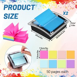 HMIEPRS 2Pcs Pop Up Sticky Note Dispenser with 400 Sheets Sticky Notes, Self Sticky Notes Holder for 3 x 3 Inch Memos, Black Post It Notes Dispenser for Desk School Office Home