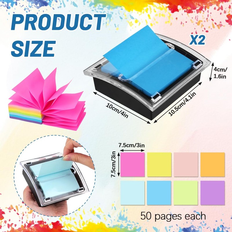 HMIEPRS 2Pcs Pop Up Sticky Note Dispenser with 400 Sheets