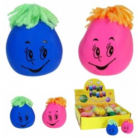 6 x Moody Face Stress Balls 7 cm with Wool Hair/Ball Modelling Clay Ball Stress Ball