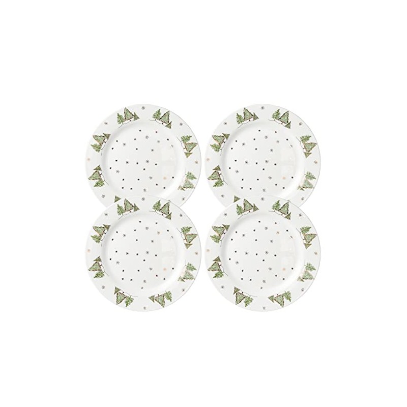 Gracie China Gold Green Pine Tree Dinner Plate 10.5-Inch (Set