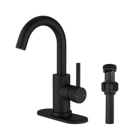 Black Bathroom Faucet 1 Hole,Wet Bar Sink Faucet with Pop-Up Drain,Stainless Steel Single Handle Small Kitchen Faucet with 4 in Deck Plate,360°Swivel Faucet for Farmhouse Vanity Sink Lavatory and RV