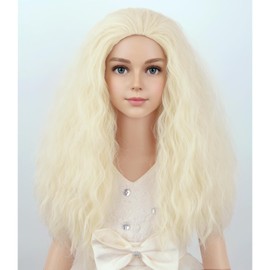 Blonde Wig for Kids Girls Long Curly Light Blonde Wigs Long Curly Blonde Synthetic Hair Wig with Wigs Cap