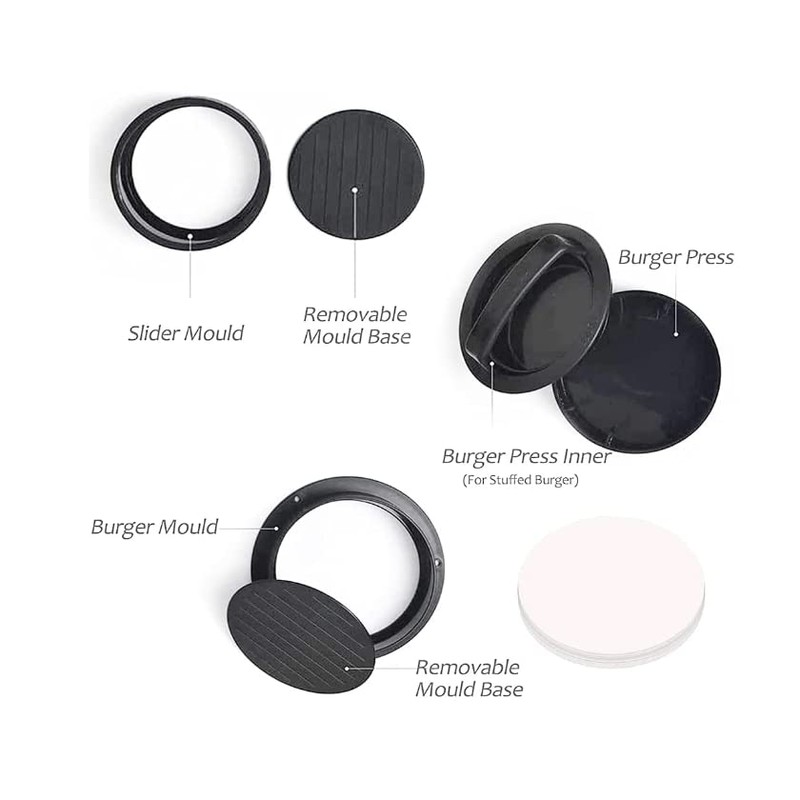 Burger Press with 100 Wax Paper Sheets, 3 in 1