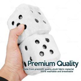 Zone Tech Pair Black and White Mirror Fuzzy Dice 2 Pack – 3” Pair Black and White Plush Car Decorative Hanging Mirror Fuzzy Dice Pair