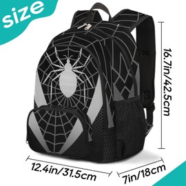 Kids Backpacks for Boys Girls | Gray Spider Web School Bag Lightweight Waterproof Bookbags for Primary Kindergarten Elementary Back to School Children 16.7 Inch