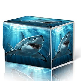 WZCJDHMJ Card Deck Box for MTG Cards Fits 100+ Single Sleeved Cards,Strong Magnetic Game Card Storage Box for MTG/TCG/CCG and other Trading Cards-Shark
