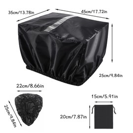 XREE Set of 2 Rain Cover Bicycle Basket, Rain Cover Basket Cover Bicycle Saddle Rain Cover with Storage Bag for Common Bicycle Types (Black)