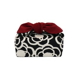 Lunch Bag, Insulated Lunch Bag, Drawstring Free, Tie Type, Azuma Bag, Ribbon (Camellia, Black)