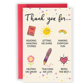 Abeletree Cute Teacher Appreciation Cards Gifts from Students, Lovely Thank You Teacher Greeting Card, Funny Teacher Appreciation Gifts ideas, Thank You for Helping Me Grow