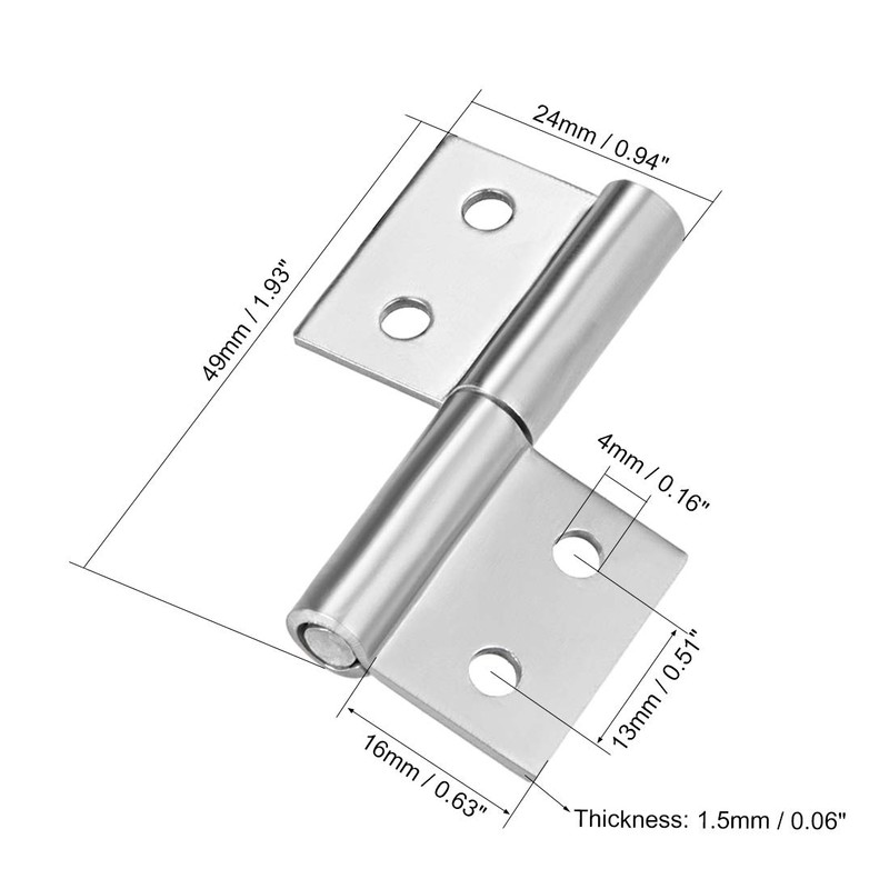 sourcing map 2inch Long Steel Small Slip Joint Flag Hinge