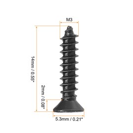 uxcell M3 x 14mm Wood Screws Phillips Flat Head Carbon Steel Self Tapping Screws Black 200pcs