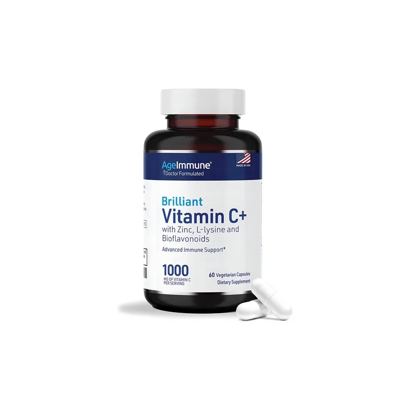 Ageimmune Vitamina C 1000mg Zinc L-lisina 60 Cápsulas