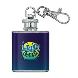 Water Polo Ball H2O Stainless Steel 1oz Mini Flask Key Chain