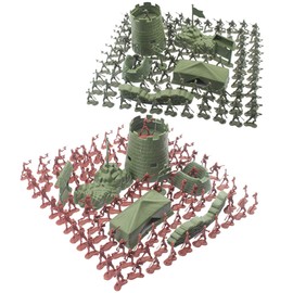 TOYANDONA 200pcs Men Action Figures, Mini Soldier Model Toys Plastic Military Men Figures Soldier Toy for Kids (Red+Green)