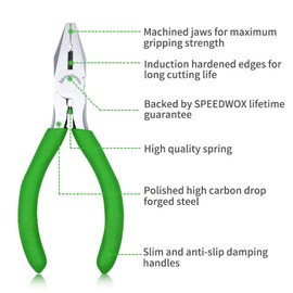 SPEEDWOX Mini Lineman's Pliers with Wire Cutter 4-1/2 Inches Multi Use Combination Plier Thin Small Side Cutters Serrated Jaw Micro Linesman Plier Precision Fine Jewelry Making Beading Hobby Craft