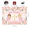 Wollmix 7x5ft Mi Bautizo Backdrop Baptism Pink Rose Flowers for
