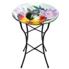 MUMTOP Glass Bird Baths for Outside, 16 Inch Width Outdoor