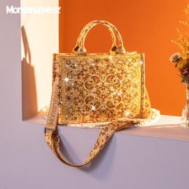 Montana West Sparkly Tote Bag Western Paisley Top Handle Purses Cashew Flower Satchel Handbags Rhinestone Purses for Women MWC-311MST