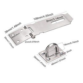 ZOENHOU 6 Pack 4 Inch Door Hasp Latch Locks, Stainless Steel Padlock Hasp and Staple, Heavy Duty Shed Lock Hasp Gate Lock Latch for Shed, Cabinet, Drawer, Door, Window