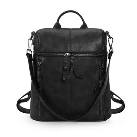 HUA ANGEL 2 in 1 Elegant Women's Backpack Shoulder Bag Anti-Theft Daypack Waterproof PU Leather Daypack Shoulder Bag Lightweight for Daily Travel Shopping School, black, Daypack Backpacks