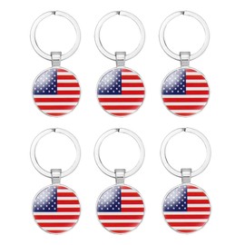 6Packs American Keychain Souvenir, United States Key-Chain Keyring Keychain for Women Man Students Friends Travel Trading