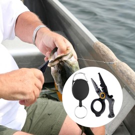Mini Fishing Pliers,Portable Multi-Functional Fish Pliers Sea and Freshwater Fishing Multifunctional Tool with Tungsten Stainless Steel Cutter,Aluminium Handle,Safety Lock and Fly Fishing Retractor