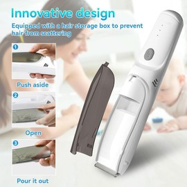 Vacuum Baby Hair Clippers, Hair Trimmer for Kids & Men, Electric Haircut Kit with Dual Motor Power, IPX7 Waterproof Professional Hair Trimmer