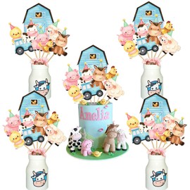 Farm Animal Centerpiece Sticks Farm Themed Birthday Party Supplies Animal Table Toppers for Boy Baby Shower 1st 2nd Barnyard Birthday Party Cow Sheep Pig Centerpiece Sticks Photo Booth Props