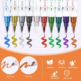 Pack of 10 Tattoo Pens Children Skin-friendly, Tattoo Pens for Children, with 3 Stencils Painting, 2 Rhinestone Stickers, Easy to Wipe Clean and Colourful