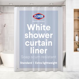 CLOROX Shower Curtain Liner, Premium Lightweight Flexible Waterproof 3g PEVA for Bathroom with Weighted Magnets, Standard Size 70" x 72", White 1 Pack