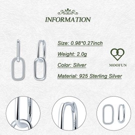 MOOFUN Earrings Silver 925 Hoop Earrings Double Ellipse Earring Hanging Geometric Ellipse Women's Huggie Earrings Earrings for Mum Girlfriend Teenager Girls Sister Women Gift Birthday Gift, Sterling